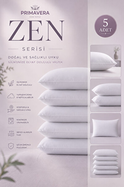 Primavera Home Primavera Zen Serisi 5'li Silikonize Elyaf Yastık (800 GR) - M...