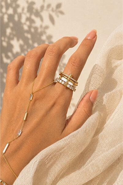 Okko Store Four Row Stone Enamel Ring