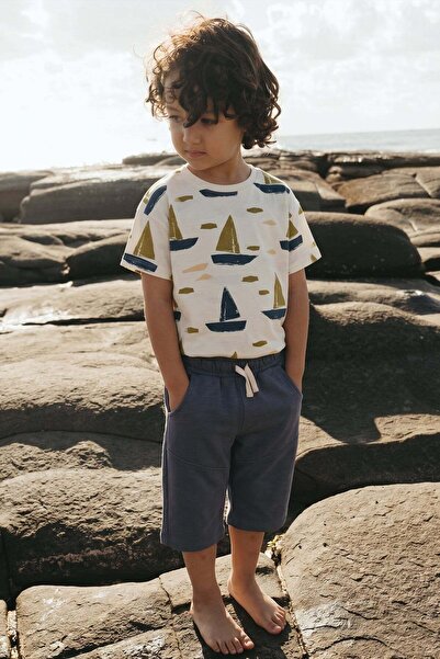 Cigit Sailing Patterned Capri Suit 2-10 Years Ecru