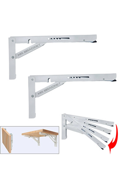 MR.BRACKET 40cm Beyaz 1-takım - Kademeli Mandallı Katlanabilir Masa Konsolu -...