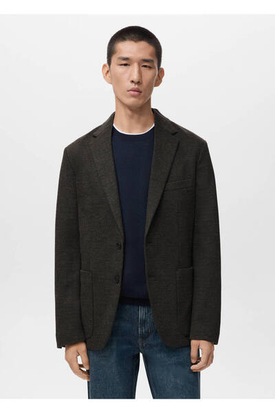 MANGO Man Slim fit mikro kareli blazer ceket