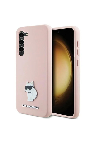 Karl Lagerfeld Silicone Choupette Metal Pin case for Samsung Galaxy S23+ - pink