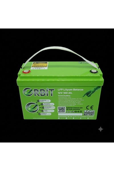 Orbit 12 V 100 Ah LiFePO4 Akü-ABS Kasa-Ekransız
