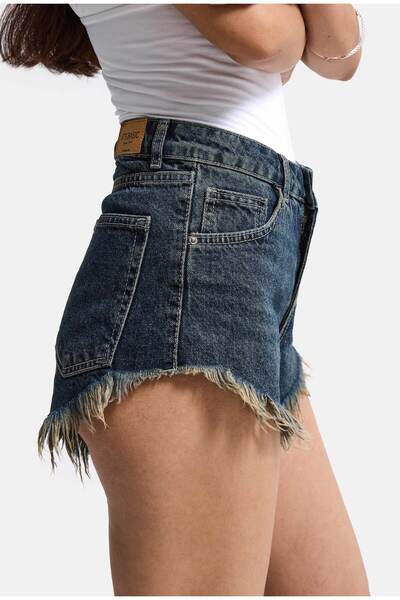 it's basic Women's Dark Denim 2S6 Mini Length Tassel Denim Shorts