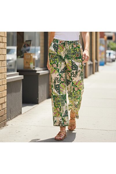 Intisimo Pantaloni de damă, casual, motive orientale, verde