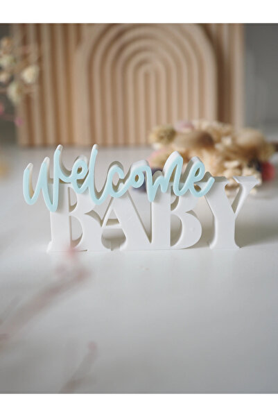 ceatly Welcome Baby Dekoratif Yazı Objesi – Bebek Odası Kapı ve Masa Süsü – H...