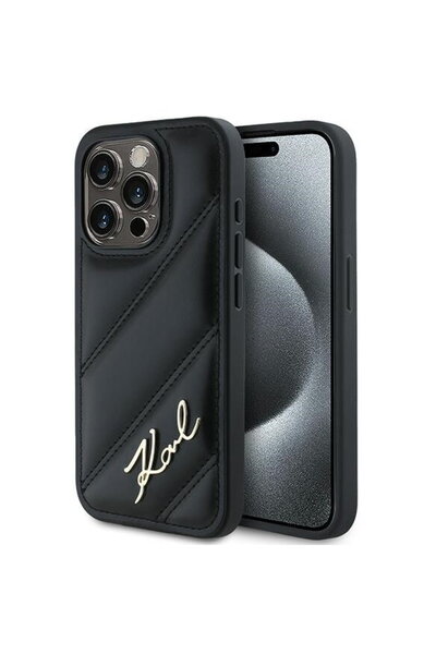 Karl Lagerfeld Husa pentru iPhone 15 Pro Max - Diagonal Quilted Script (KLHCP...