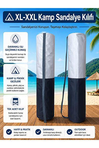 XL-XXL Uyumlu, Fermuarlı Kamp Sandalyesi Kılıfı Sandalye Taşıma Çantası