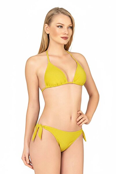 Endeep Beria Kadın Üçgen Yarım Dolgulu Hardal Bikini Takımı