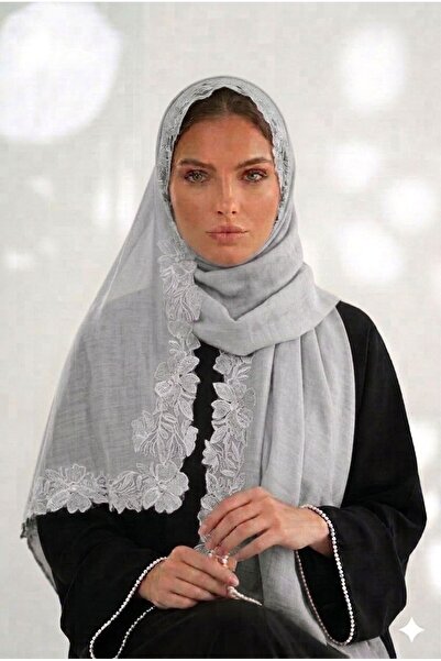 Veil Designer طرحه بوال نطريز الورد علي ثلاث اطراف من الطرحه تطريز يدوي قماش ...