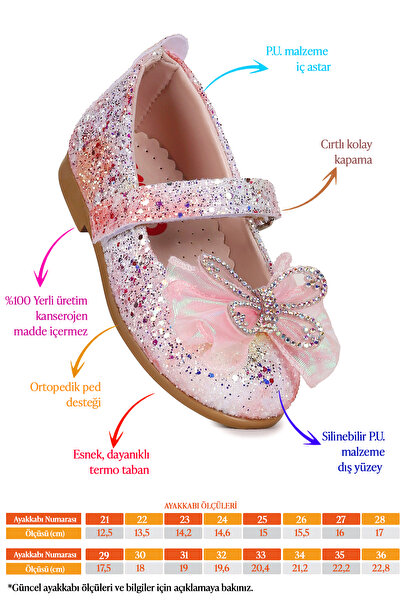 Kiko Kids Zoe Cırtlı Taşlı Fiyonk Kız Bebek / Çocuk Babet Ayakkabı