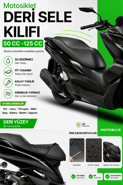 Motobros Motosiklet Deri Sele Kılıfı Motor Koltuk Kılıfı Honda PCX - Activa -...