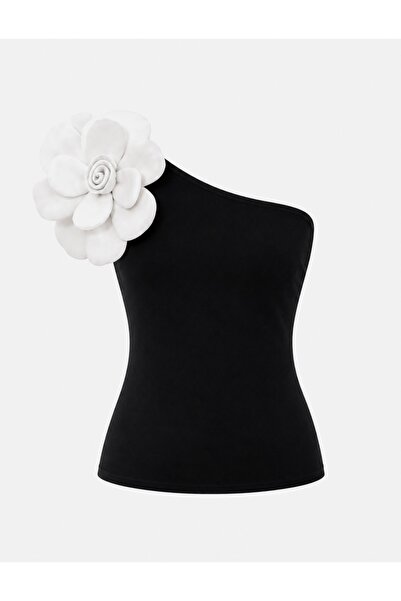 Ceren Öncel Atelier 3D Çiçekli Tek Omuz Body