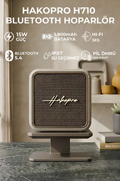 hakopro 15W 1800 mAh Gri Mini Bluetooth Hoparlör Ipx7 H710GR