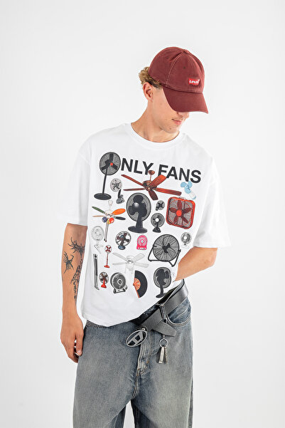 Sekizbiraltı Only Funs Oversize Beyaz Tişört