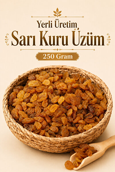 ÜLKÜ KURUYEMİŞ (250 GR) Özel Yerli Üretim Sarı Kuru Üzüm Hediyelik Tatlı Atış...