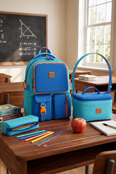 By Hakan Hkn 9013 Set of 3 Primary School Backpack School Bag Multi-Compartme...