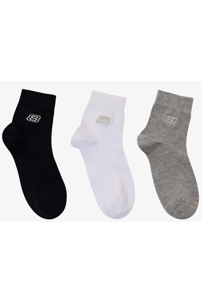 SKECHERS S2520319 Shiny Logo Above Ankle Socks 3 Pieces Unisex Socks Gray