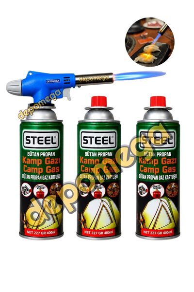 DepoMega 1300 Derece Orijinal Pürmüz Çakmak + 3 Adet Steel Kartuş
