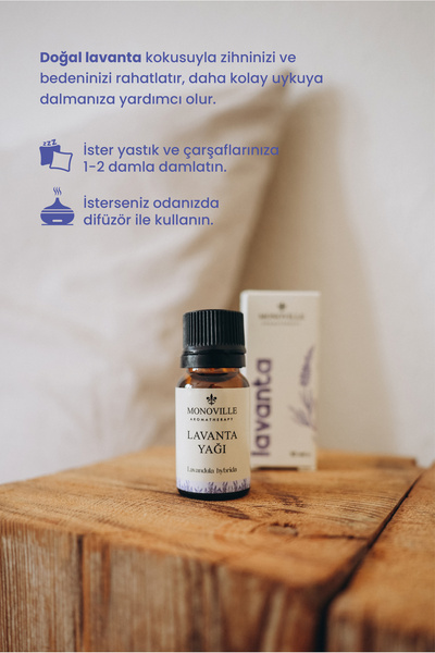 Monoville Lavanta Uçucu Yağı 10 ml Saf ve Doğal (Lavender Essential Oil)