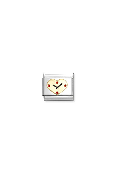 NOMİNATİON COMPOSABLE Classic LOVE in stainless steel with enamel and 18k gol...