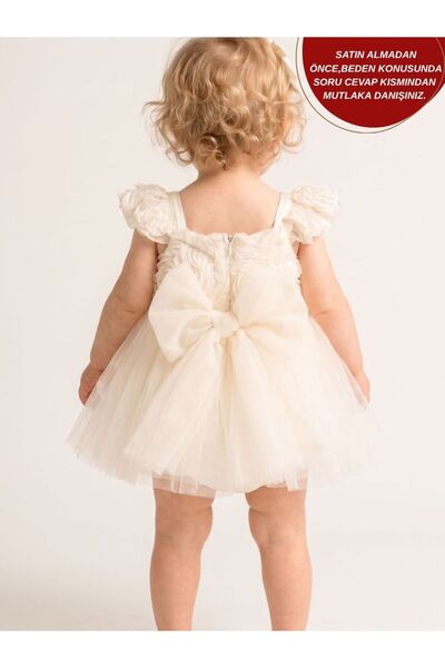 aysskids Bella Gül Detaylı Bayramlık Özel Gün Kız Çocuk Bebek Romper
