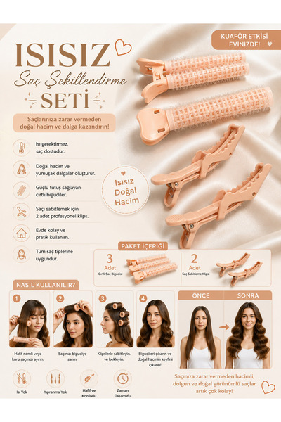 SEVRU 2-Pack Hair Curler with Clips, 2 Pieces of Hair Clips, Hair Holder for Volume Enhancement, Latch-On Curler
