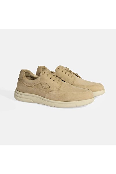 Desa Men's Beige Nubuck Leather Laced Comfort Casual Shoes