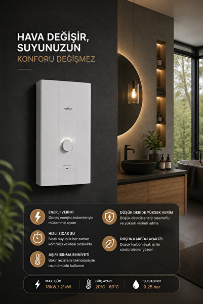 Veito Blue E 21 kW Trifaze Elektrikli Ani Su Isıtıcı