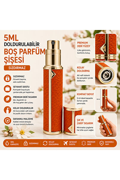 Hamiki Deri Sızdırmaz Taşınabilir Mini Doldurulabilir Boş Küçük Seyahat Cep P...