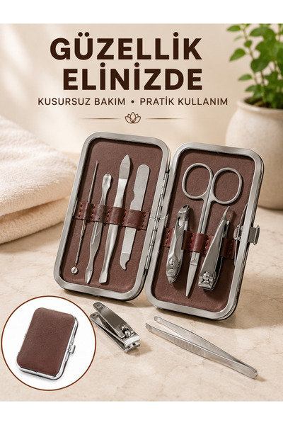 Generic Brand طقم مانيكير وباديكير من الفولاذ المقاوم للصدأ مكون من 7 قطع مع ...
