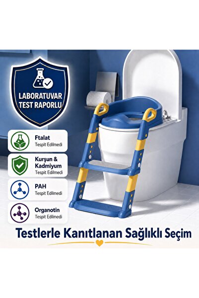 DEKOHOP Çocuk Merdivenli Klozet Adaptörü Yükseklik Ayarlı Pratik Tuvalet Eğit...