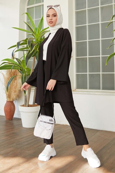 TOFİSA 11432-BLACK Spodnie kardiganowe