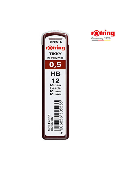 Rotring Set 12 mine creion 0.5mm HB cu Rezistenta Extra la Rupere, pentru Des...