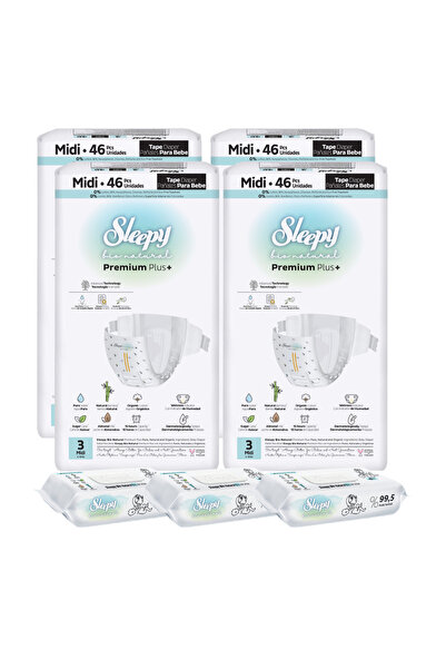 Sleepy 4x Scutece BIO PREMIUM Mărimea 3 Midi 46 bucăți