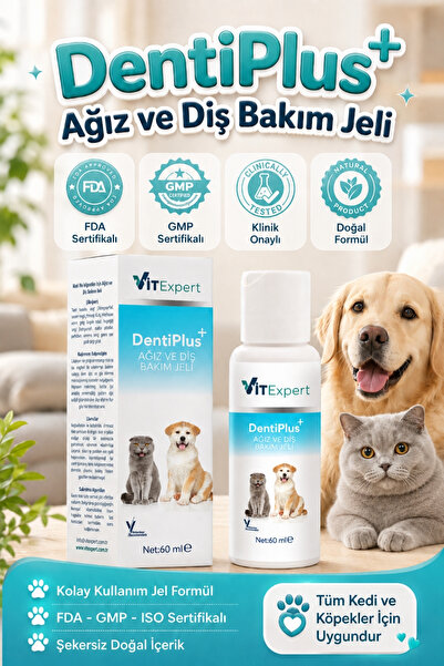 Vitexpert DentiPlus Kedi ve Köpek Ağız ve Diş Bakım Jeli Kolay Kullanım Ağız ...