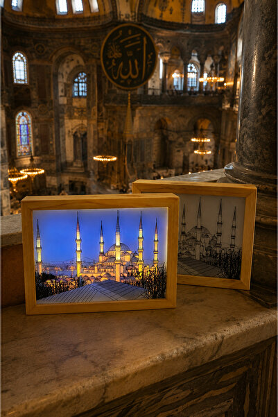 TABLOXY Hediyelik Dekoratif LED Işıklı Masaüstü Tablo SULTANAHMET camii