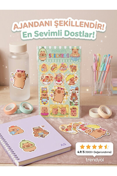 Generic Brand Melek Stationery Capybara Sticker 5 Pieces