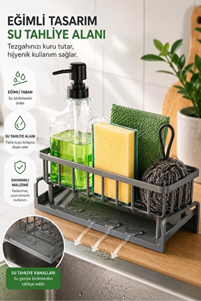 Kitchen Beauty Paslanmaz Mutfak Tezgah Üstü Düzenleyici Sıvı Sabunluk Standı,...
