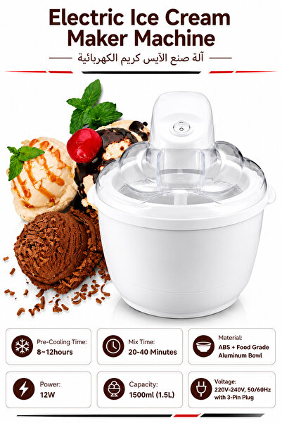 Baytix HOME 1.5L Electric Ice Cream Maker Machine with Quick Freeze Bowl, Fro...