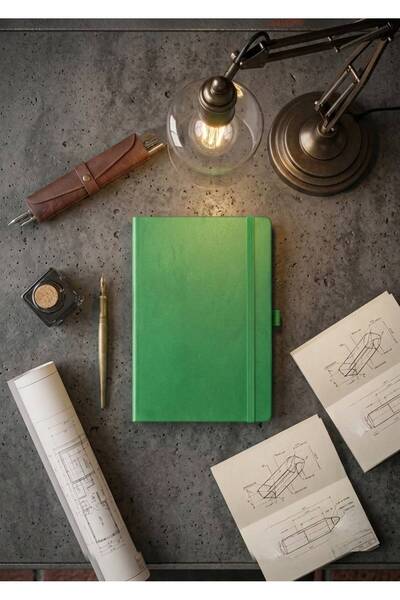 Mr.Notebook Kişiye Özel İsim Yazılı Yeşil Termo Deri Defter - Kalemlikli ve L...