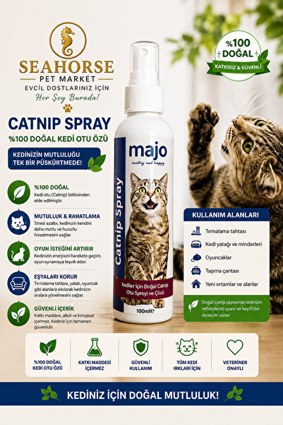 Majo Catnip Sprey 150 ml | Doğal Kedi Otu Spreyi, Oyun ve Tırmalama Eğitimi İçin