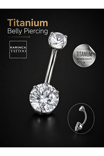 Karınca Piercing Zirkon Taşlı Titanyum Göbek Piercingi Titanium Belly Piercing