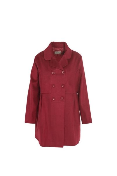 Perla Blanca Bordo Kruvaze Geniş Kesim Oversize Düğme Kapamalı Premium Kaşe Kaban