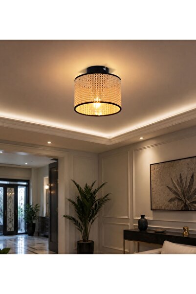 OSC HOME AYDINLATMA TASARIM Modern Tavana Sıfır Rattan Iskandinav Doğal Hazer...