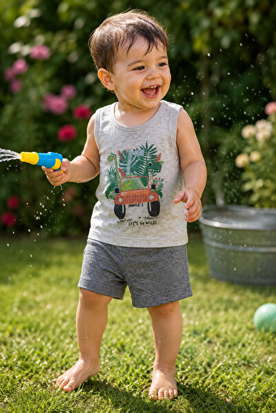 Pino Baby 0-18 Months Baby Boy Kids Dinosaur Print Tank Top Shorts Summer 2-P...