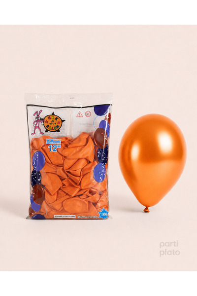 HBK Balon بالون معدني 12 بوصة Hbk برتقالي 100 قطعة