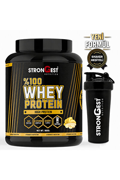 STRONGEST Whey Protein 960 gr 32 Servis Muz Aromalı %100 Protein Tozu