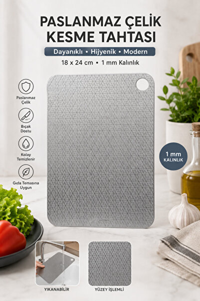SHG HOME Stainless Steel Cutting Board with Surface Treatment, 1mm Thickness,...