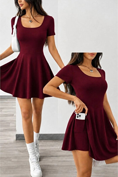 Generic Brand Women's Short Sleeve Square Collar Pocket Detailed Diving Suit ...